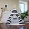 Black Stripe Teepee with Floor, Pocket, Window, Flag Banner, LED Light and Hand Bag, Play Tent, Play House, Kids Room Decor view 3