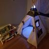 Grey Canvas Teepee Bundle with Teepee, Poles, LED Light, Flags Banner and Storage Bag view 2