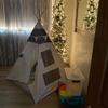 Grey Canvas Teepee Bundle with Teepee, Poles, LED Light, Flags Banner and Storage Bag view 4