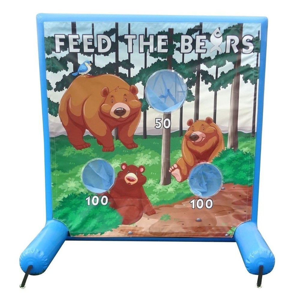 TentandTable Sealed Air Frame Game | Feed The Bears | Ball and Bag Toss | Includes Frame, Panel, Hand Air Pump, Balls, and Storage Bag | for Backyards, Carnivals, Schools, Birthday Parties