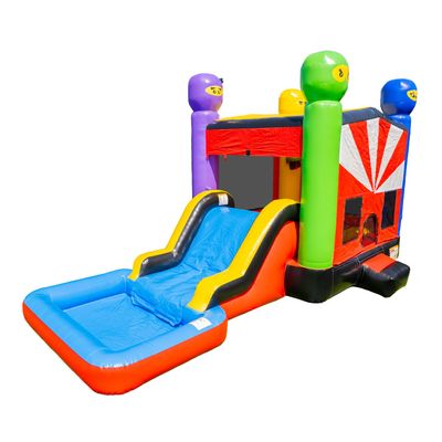 JumpOrange 13x 26x 15 Ninja Warrior Bounce House with Slide; 15oz Commercial Grade PVC, Reinforced Strength Wet/Dry Jumper, with Basketball Hoop and Blower for Kids & Adult, Birthday, Party Rental