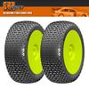 GRP GBY07B 1:8 Buggy Easy B Medium Mounted Tires w/ Yellow Wheel (2) : F/R view 1