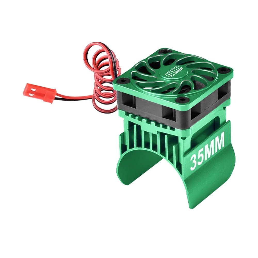 GPM for Traxxas TRX-4 Trail Defender Crawler/TRX-6 MERC-Benz G63 Upgrade Parts Aluminum 35mm Motor Heatsink with Cooling Fan - 1 Set Green