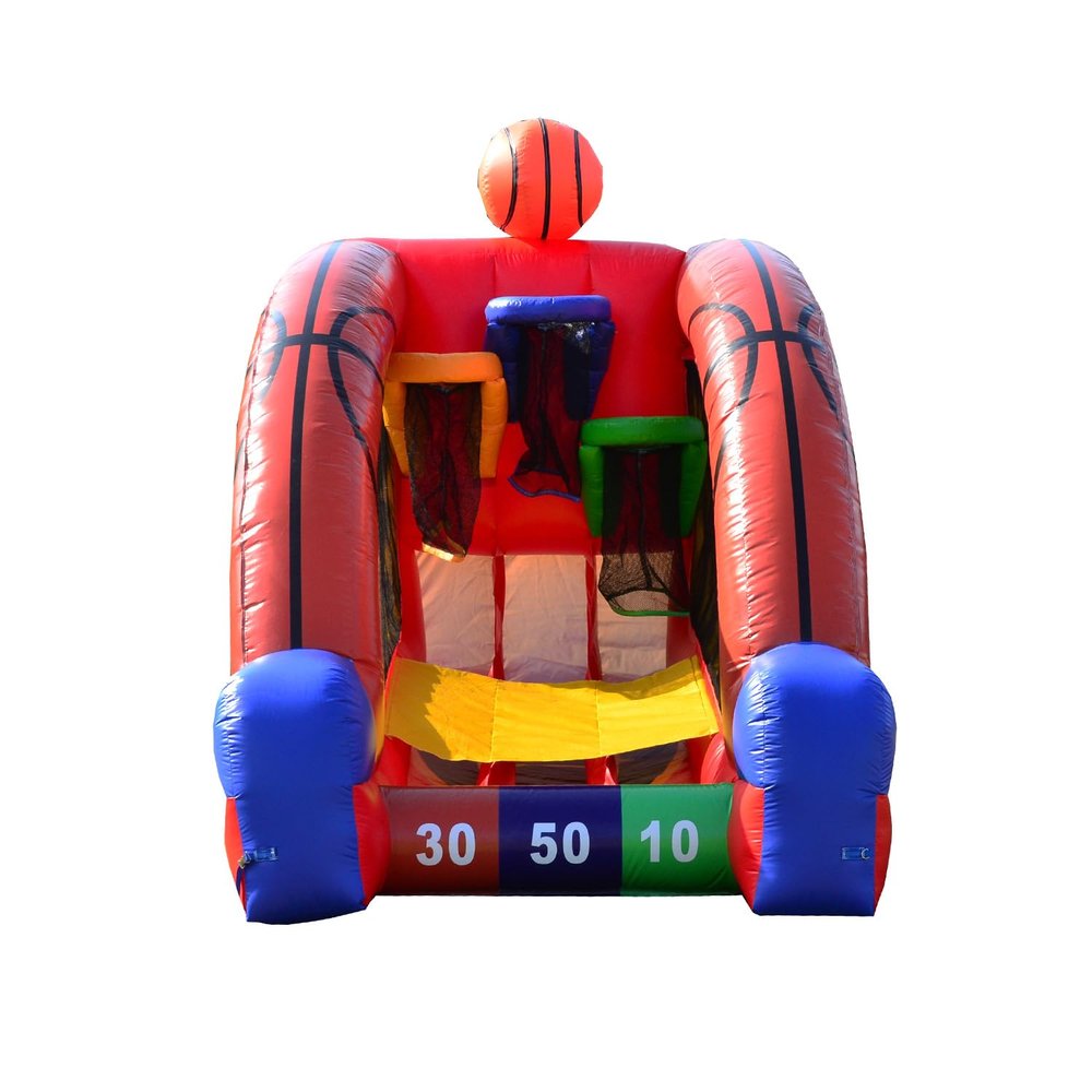 JumpOrange Inflatable Basketball Game with Blower and Foam Basketballs, Commercial Hoop Shot Toss Game for Kids and Adults, Rental and Party Use, Indoor & Outdoor