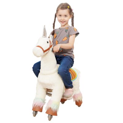 PonyFunny Small Size Ride On Horse Baby Horse Ride for Ages 3-8, Magical Unicorn Toy with Horse Riding Experience for Kids