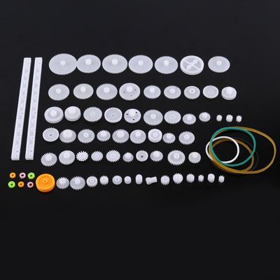 Walfront Plastic Motor Gears DIY Robot Gear Kit 75-Piece Set with Pulley Belt Single Double Crown Gears for Car Robotics Projects