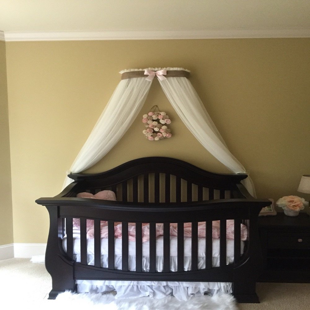 Bed canopy cornice CrOwN FrEe White Sheer drapery teester coronet Nursery Crib custom design So Zoey Boutique SALE