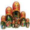 Great Russian Gifts Handmade and Hand-Painted Large 10 Inch Kalinka Nesting Doll 10 Piece Authentic Matryoshka Signed by Artist. One-of-A-Kind Work of Art Stacking Matryoshka Doll view 1