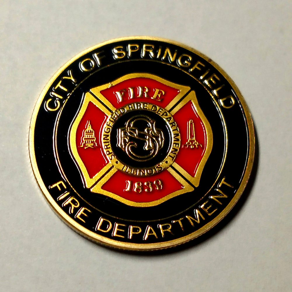 Springfield Fire Department Firefighter Colorized Challenge Art Coin