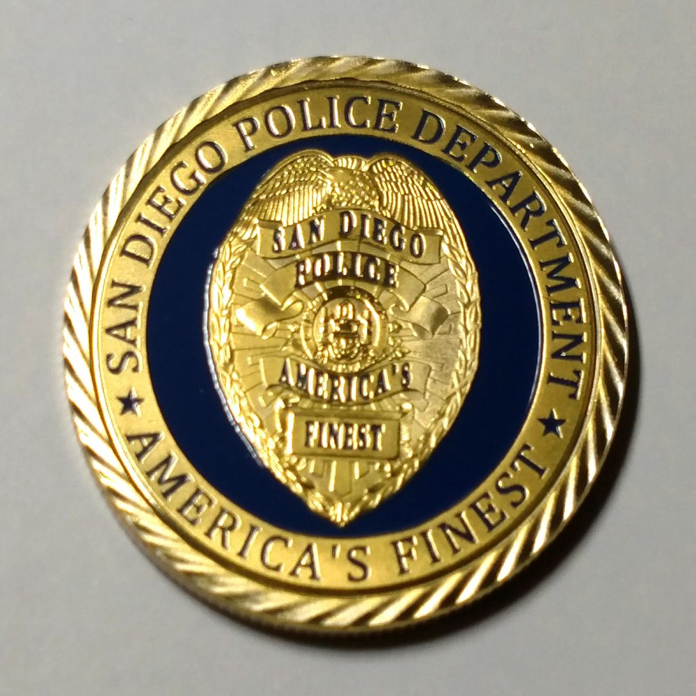 San Diego Police Department Colorized Challenge Art Coin