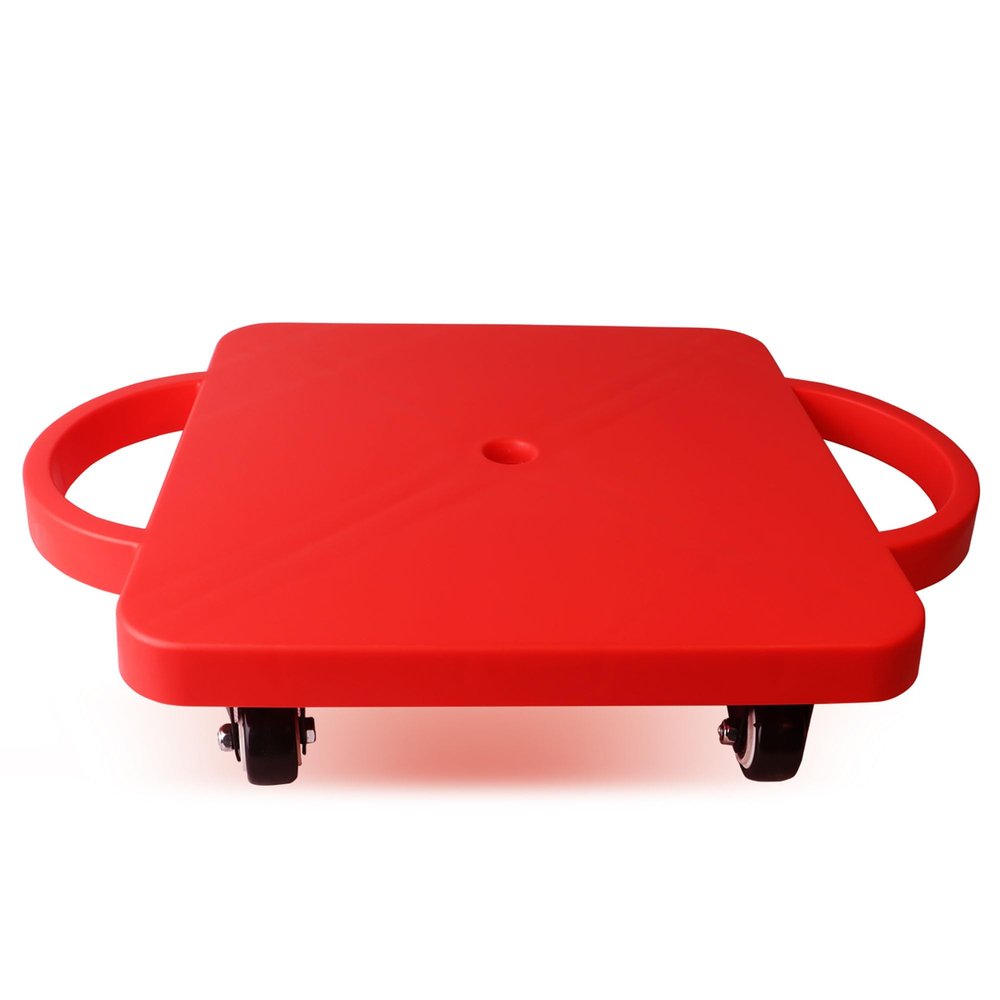 GSE Games & Sports Expert Red Heavy-Duty Indoor Scooter Board with Handles, Floor Sit Down Sport Scooter, Gym Activities for Kid, Indoor Recess Games, Physical Education Equipment, Gross Motor Toy