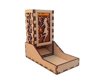 Fairy Mini Dice Tower v1 Amber Acrylic Window Laser Cut MDF Unique Fast Shipping