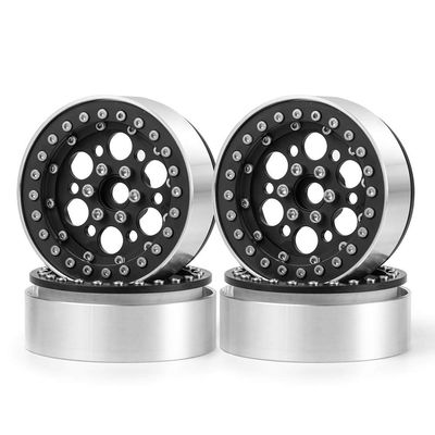 4pcs Aluminum 1.9" Beadlock Wheel Rims Hubs for 1/10 RC Axial SCX10 D90 TRX4 CC01 F350 D90 90034 (No.52 Silver Black)