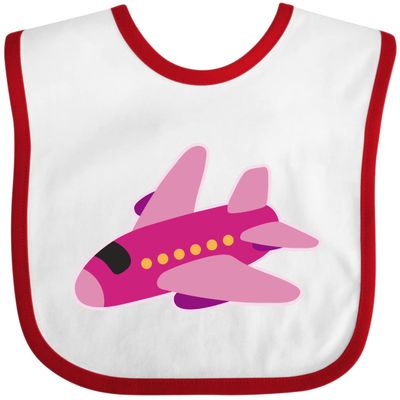inktastic Girls Pink Airplane Pilot Baby Bib White and Red 2e225
