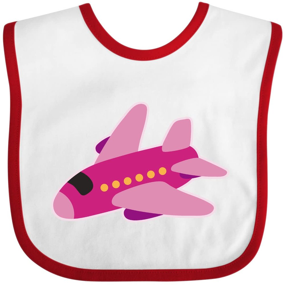 inktastic Girls Pink Airplane Pilot Baby Bib White and Red 2e225