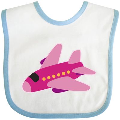 inktastic Girls Pink Airplane Pilot Baby Bib White and Blue 2e225