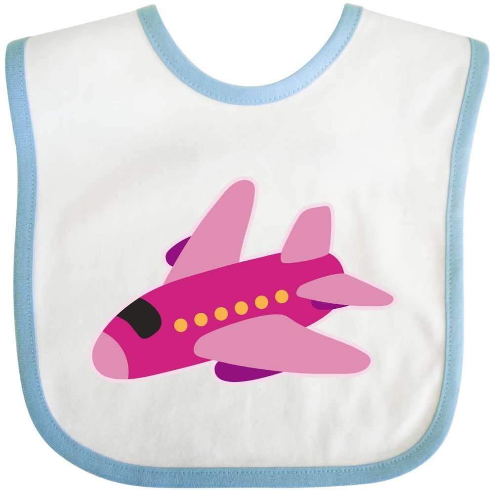 inktastic Girls Pink Airplane Pilot Baby Bib White and Blue 2e225