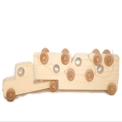 Wooden Toy Truck with Toy Cars - Personalized Toy - Semi Trailer Push Toy for Children and Toddlers