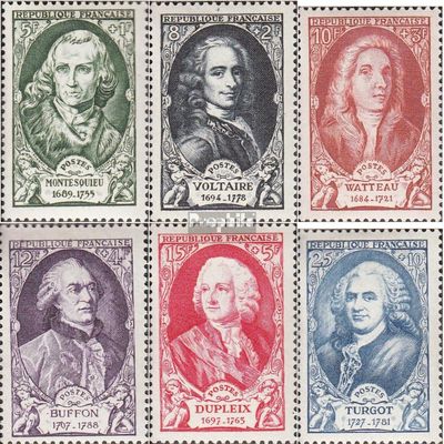 France 871-876 (Complete.Issue.) unmounted Mint/Never hinged ** MNH 1949 Famous French (Stamps for Collectors)