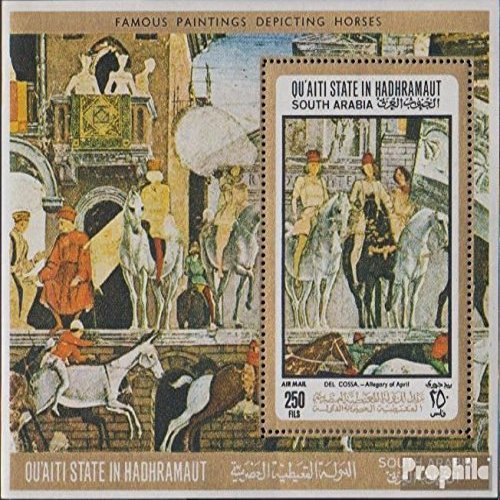 Aden - QuAITI State Block 19a (Complete.Issue.) unmounted Mint/Never hinged ** MNH 1967 Horses-Paintings (Stamps for Collectors) Painting