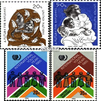 UN - New York 446-447,464-465 (Complete.Issue.) unmounted Mint/Never hinged ** MNH 1984 Refugees, Youth Year (Stamps for Collectors)