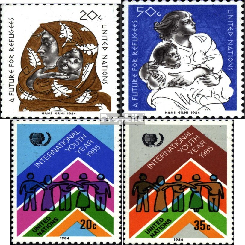 UN - New York 446-447,464-465 (Complete.Issue.) unmounted Mint/Never hinged ** MNH 1984 Refugees, Youth Year (Stamps for Collectors)