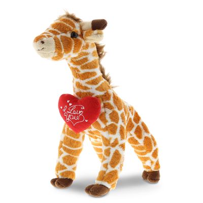 DolliBu I Love You Plush Giraffe Cute Stuffed Animal with Heart Message and Name Personalization for Valentines, Anniversary, Romantic Date, Boyfriend, Girlfriend Gift 12.5H Inches