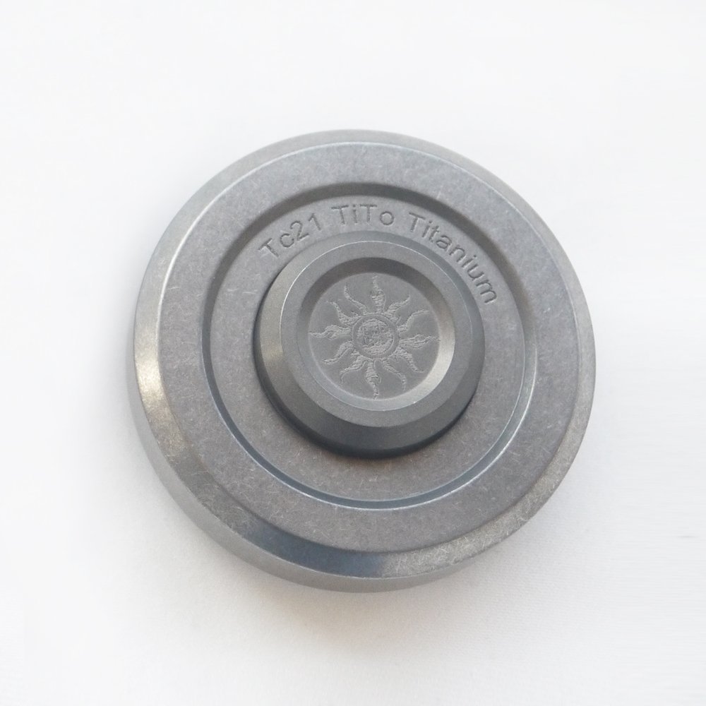 TITO EDC Titanium Alloy Multipurpose Round Cake Shape Rotatable Toy Tools Fidget Block top Spinning Outdoors Tools (Stonewash)