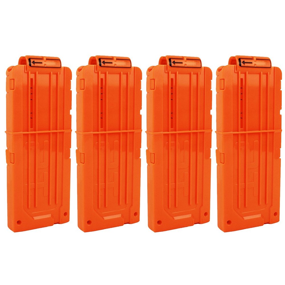 OIMIO Bullet Clips, 4 Pack 12-Darts Quick Reload Clips Magazine Clips for Nerf n-Strike Elite Blaster(Orange)