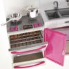 PowerTRC Doll Kitchen Play Set, Mini Modern Toy Kitchen Pretend Play Furnitures Toy Set Accessories Set with Realistic Light & Sound for Kids Toddlers Girls (3-in-1) view 3
