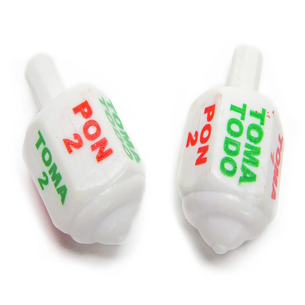 Classic Mexican Pirinola Toma Todo Plastic Solid Peace Color Collection/Pirinola de Plastico Solida Coleccion de Colores (2 Pack) (White)