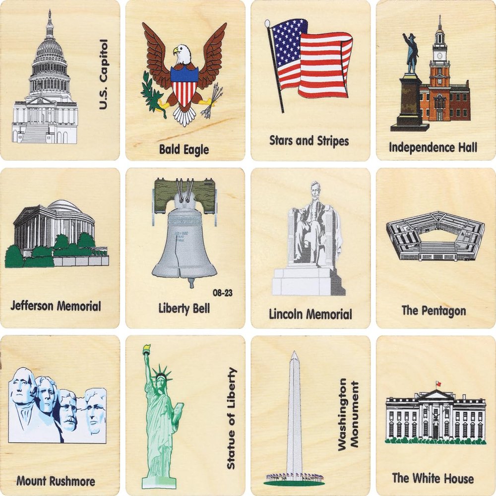 Maple Landmark American Icon Memory Tiles - Made in USA
