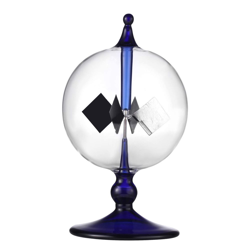 DORAMI Blue Solar Power Radiometer Sun Light Energy Crookes Spinning Vanes Glass Windmill Gift Home Desk Decoration