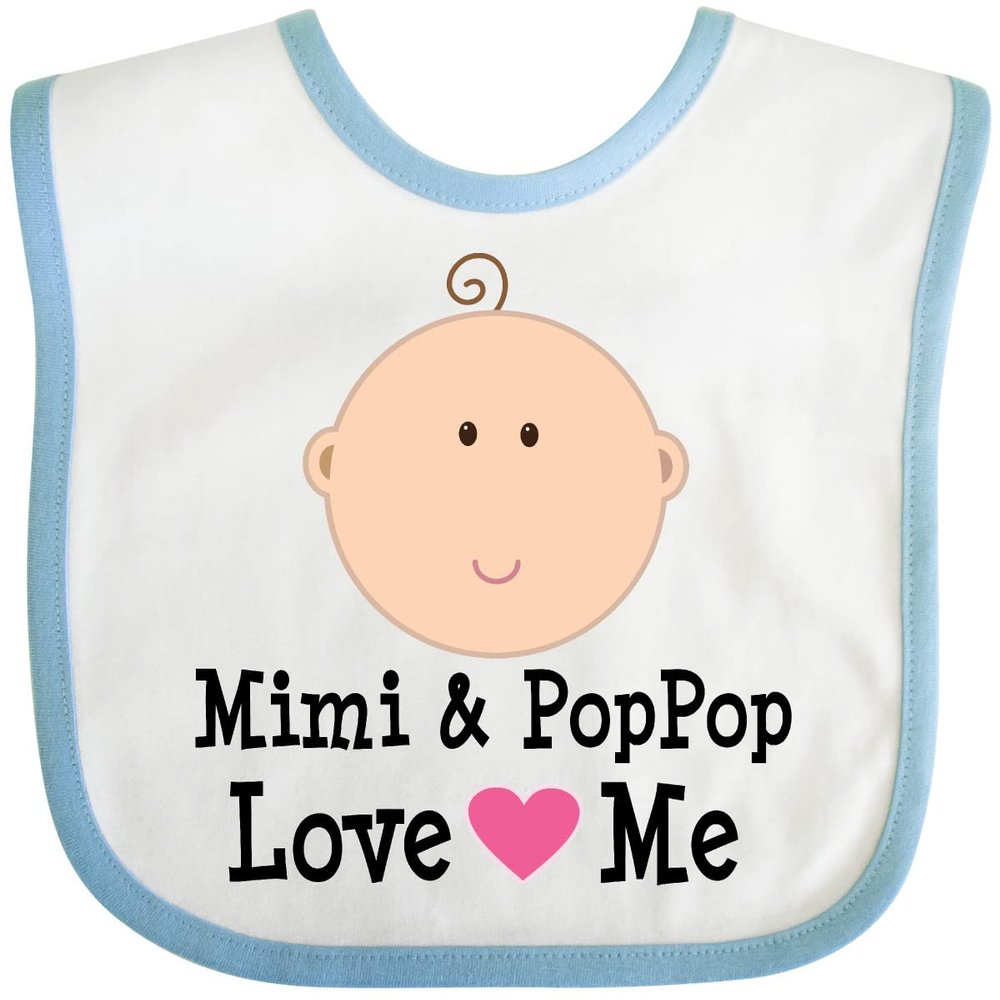inktastic Mimi and PopPop Love Me Grandchild Baby Bib White and Blue 2e742