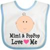 inktastic Mimi and PopPop Love Me Grandchild Baby Bib White and Blue 2e742 view 1