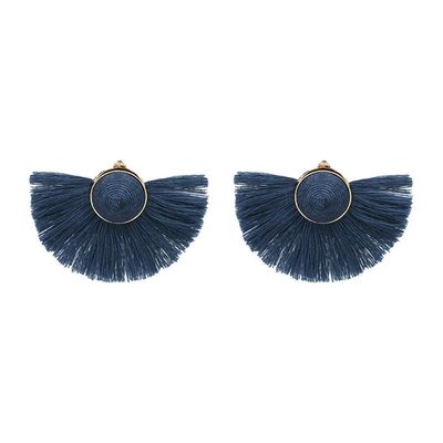 "Tokyo Blossom" Fringe Earrings - Blue