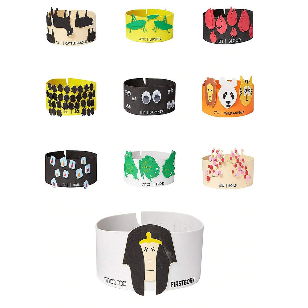 Rite Lite Passover Plagues Foam Headbands 10 Pack | Pesach Seder Gifts Jewish Holiday Party Favors Decor Educational Playful Learning Hours of Fun!