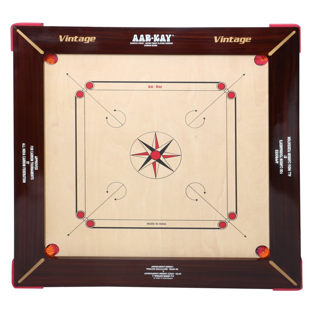 AAR-Kay Carrom Board Vintage Plywood Approved by Carrom Federation of India & International Carrom Federation (Bulldog, 24mm)