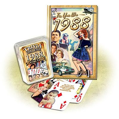1988 Mini Book & Trivia Playing Cards Combo Birthday Set