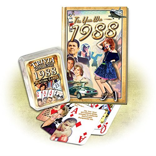 1988 Mini Book & Trivia Playing Cards Combo Birthday Set