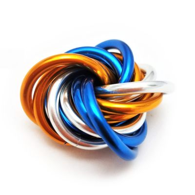 Mbii Fidget Ball (MultiColor): Quiet Mobius ADHD Anxiety Stim Stress Relief Toy Tool for Home Travel Office or Desk (Small, Full, Orange Blue Silver)