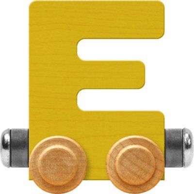 Maple Landmark NameTrains Bright Letter Car E - Made in USA (Yellow)