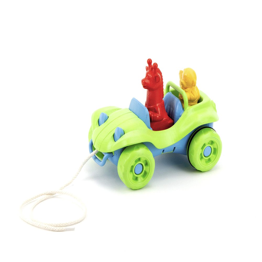 Green Toys Dune Buggy Pull Toy, Green/Blue - Pretend Play, Motor Skills, Kids Toy Vehicle. Safe for Babies and Toddlers. No BPA, phthalates, PVC. Dishwasher Safe, Recycled Plastic, Made in USA.