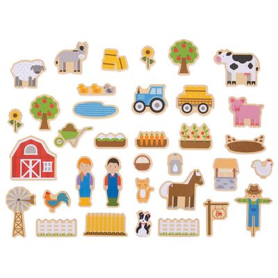 Bigjigs Toys Wooden Farm Magnets - 35 Magnets