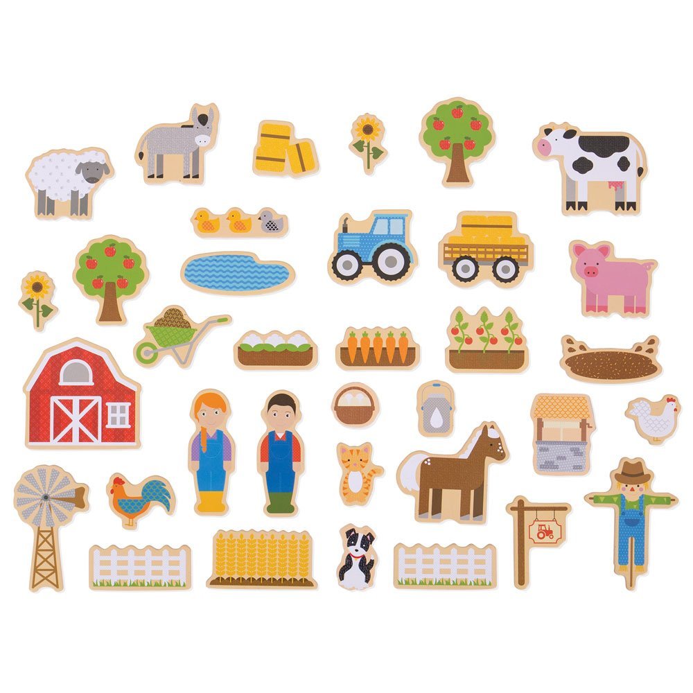 Bigjigs Toys Wooden Farm Magnets - 35 Magnets