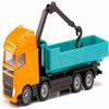 SIKU 1683, Volvo Roll-Off Tipper with Crane, Metal/Plastic, Orange/Turquoise, Roll-Off Body, Rotating Crane view 1