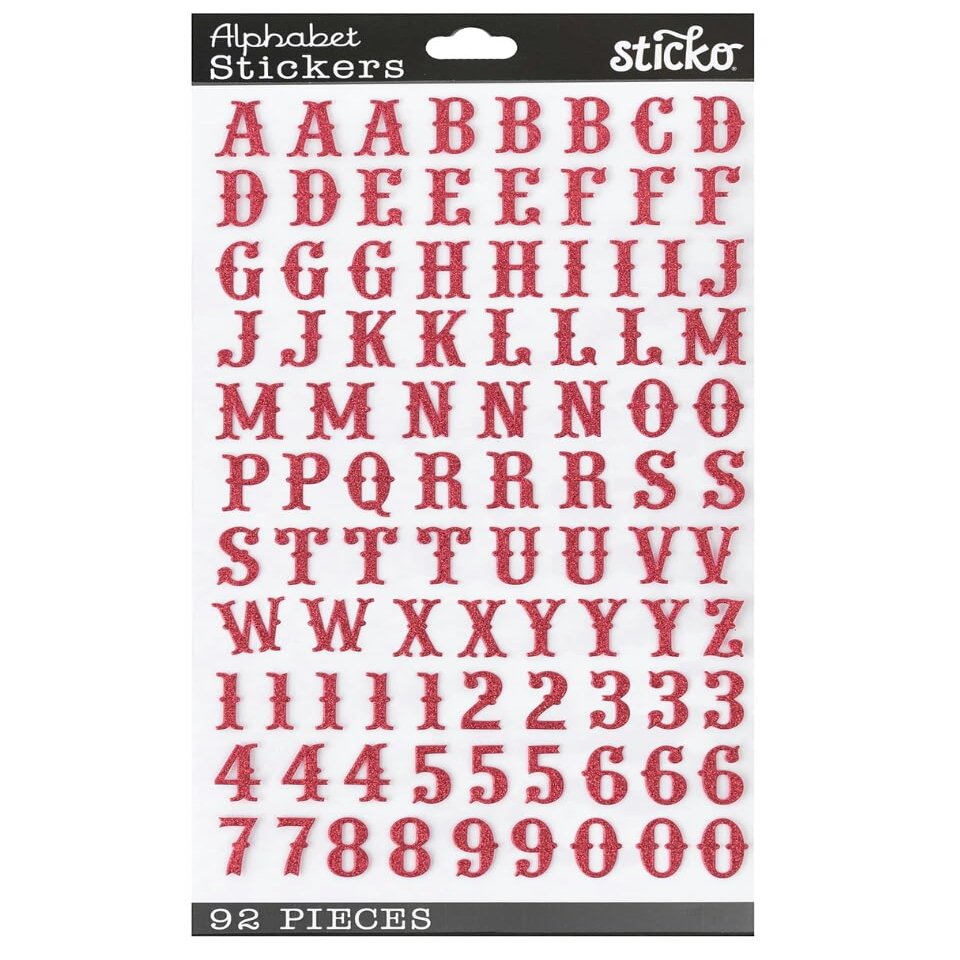92 Hot Pink Glitter Alphabet Stickers