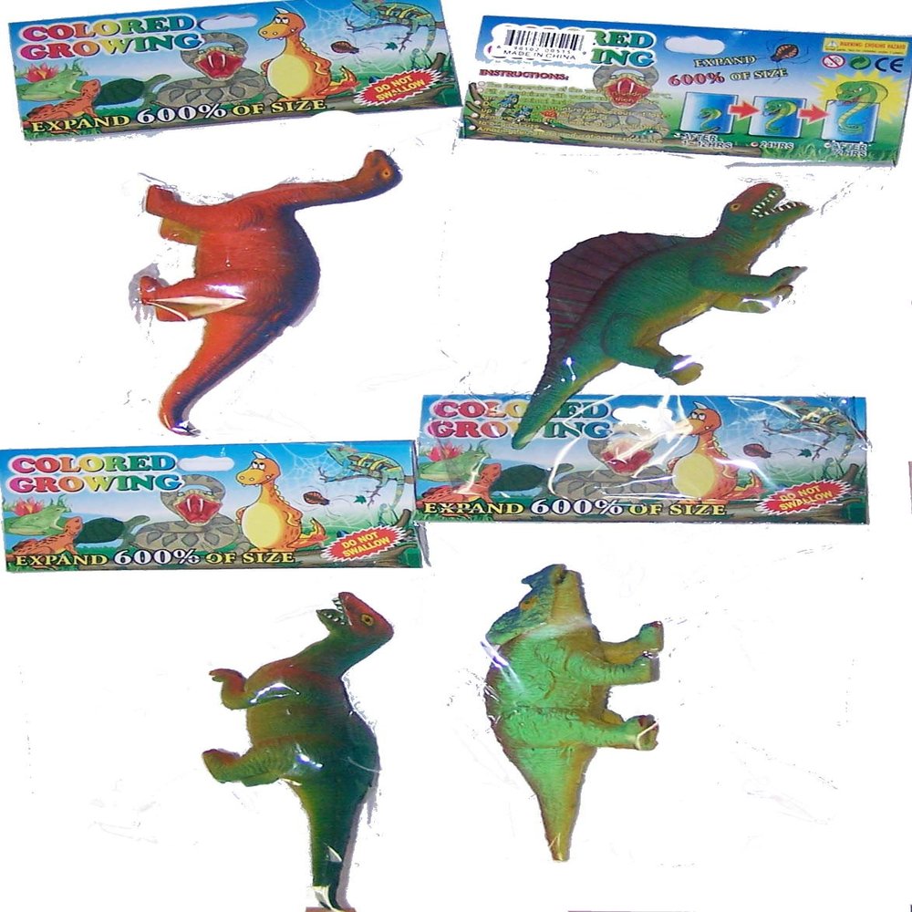 2 pieces ASSORTED JUMBO GROWING TOY DINOSAURS - Expands 600 percent bigger
