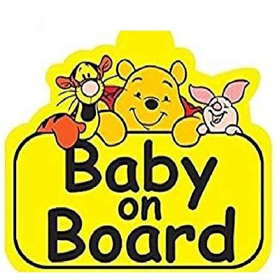 2 PCS Baby on Board, Reflective 3M 5 Inch Bear Cartoon Sticker Decal for Laptop, Car, Window, Truck, Bumper Safety Sign for Parents