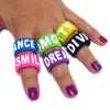 72 pc ASSORTED SOFT SILICONE NOVELTY SAYING RUBBER RING view 1